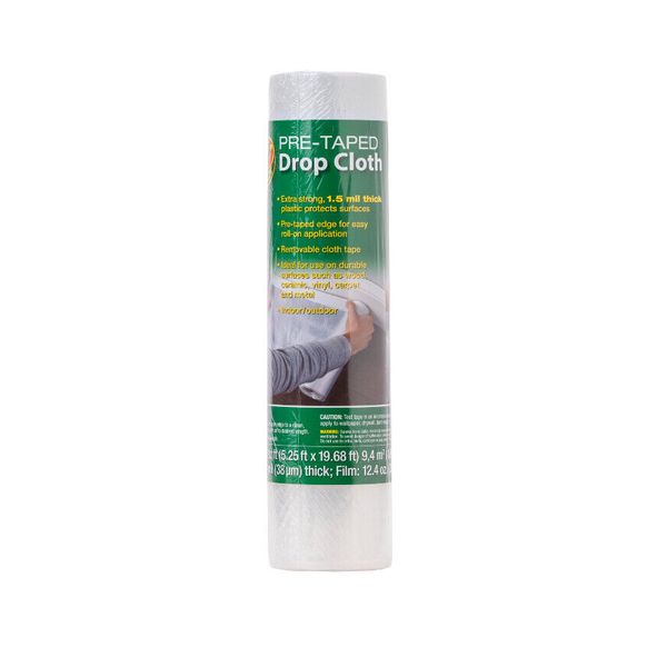 Duck Brand 639396 Pre-Taped Painter's Drop Cloth, 5.25 Feet by 19.68 Feet