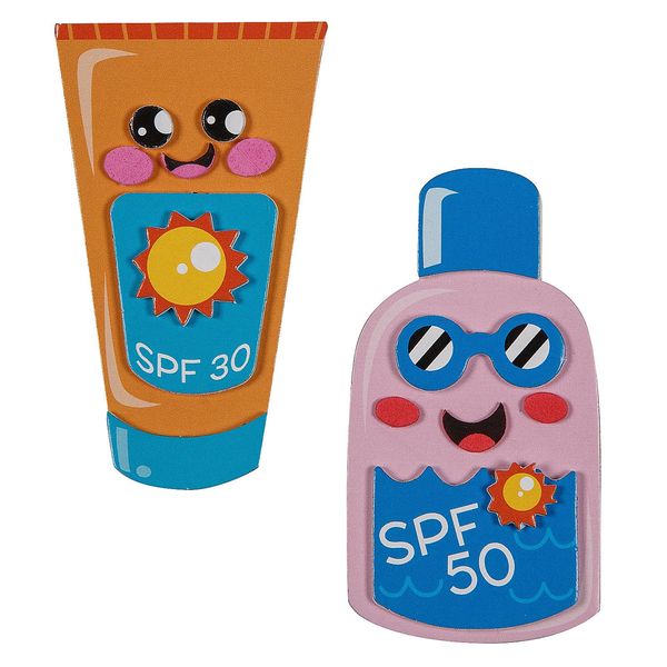 Fun Express 2 1/4" x 4" Silly Sunscreen Characters Magnet Craft Kit - Makes 12