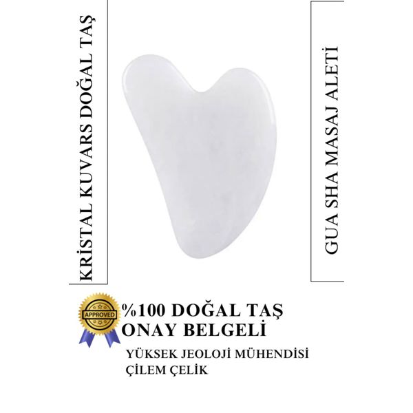 Kristal Kuvars Gua Sha Doğal Taş Onay Belgeli