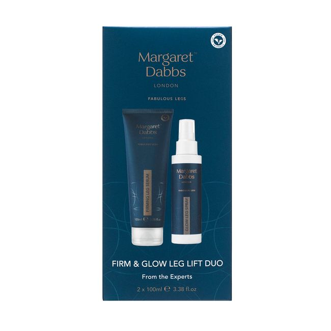 Margaret Dabbs Firm and Glow Fabulous Legs Duo with Firming Leg Serum 200ml and Refining Glow Leg Spray 100ml for Tired and Swollen Legs