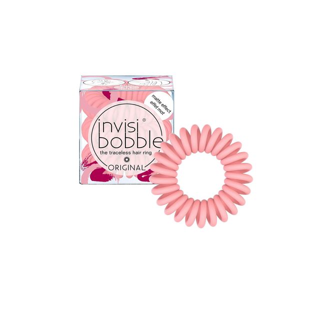 Invisibobble Original Elastic Hair Elastic Matte Pink x 3 I Spiral Elastic for Women and Men, Streak-Free Hair Elastics