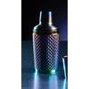 BarCraft BCCSSTUDRBOW Studded Glass Cocktail Shaker, 300 ml (10.5 fl oz) - Rainbow-Pearl Iridescent Finish, 8 x 8 x 17.5 cm