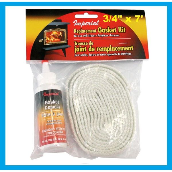 NEW IMPERIAL 7 FT 3/4" FLAT WOOD STOVE DOOR HEATER ROPE GASKET W/ CEMENT #GA0011