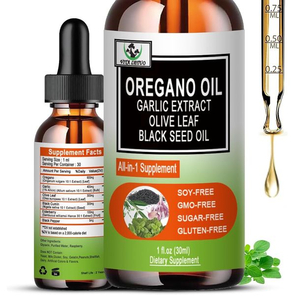 Organic Oil Of Oregano with Black Seed Oil, 6000mg Liquid Drops...
