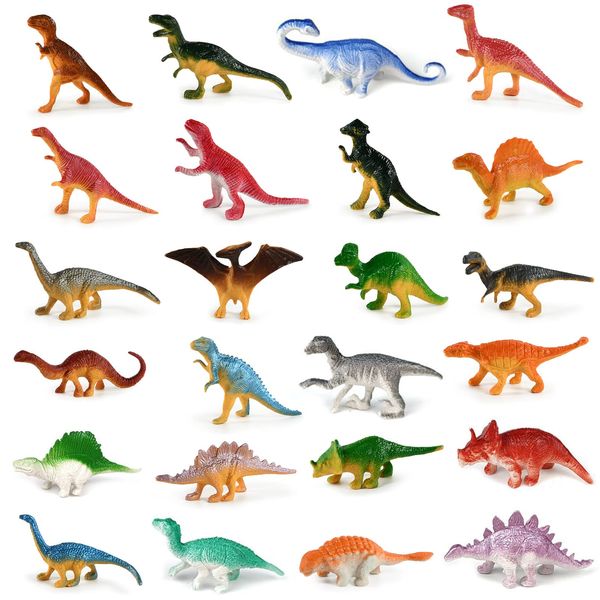 EKKONG Dinosaurier Spielzeug, 24 Stück Dino Figuren Verschiedene Mini Dinosaurier Figuren Adventskalender Füllung Kinder Jungen Mädchen ab 3 Jahren