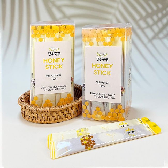 Pearl Flower Honey Natural Honey Acacia Wildflower Stick Honey 30p Honey Stick Honey Stick Easy Cut, 10g, 1ea