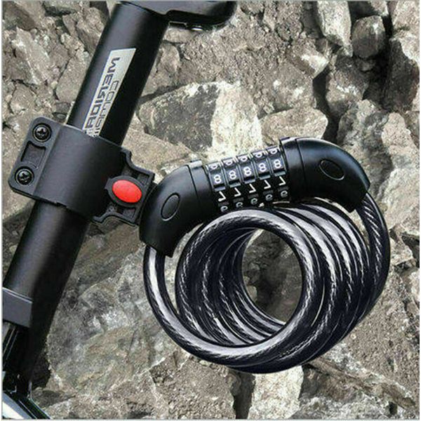 TECHTONGDA 5-Digit Combination Password Bike Lock Cable Bicycle Chain Lock New