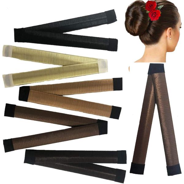 Hair Bun Maker Donut French Magic Twist Hairstyle Easy Snap Doughnut Styling DIY Bands (Brown)