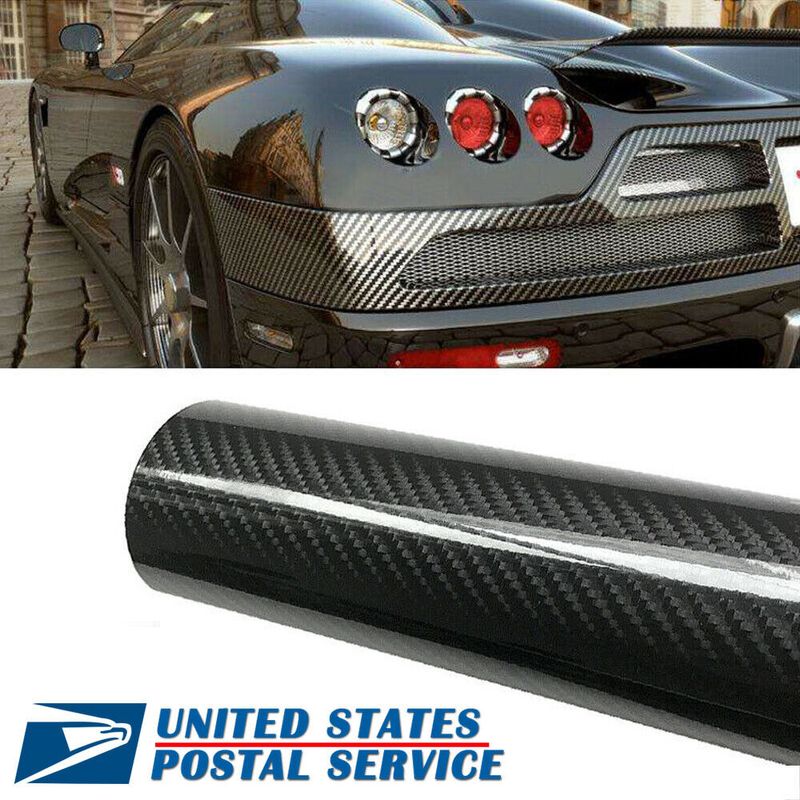 US Waterproof Carbon Fiber Vinyl Car Wrap Sheet Roll Film Sticker Decal ...