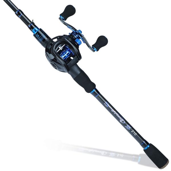 Sougayilang Baitcaster Combo Fishing Rod and Reel Combo, Ultra Light Baitcasting Fishing Reel for Travel Saltwater Freshwater and Beginner-7ft with Right Hand Reel