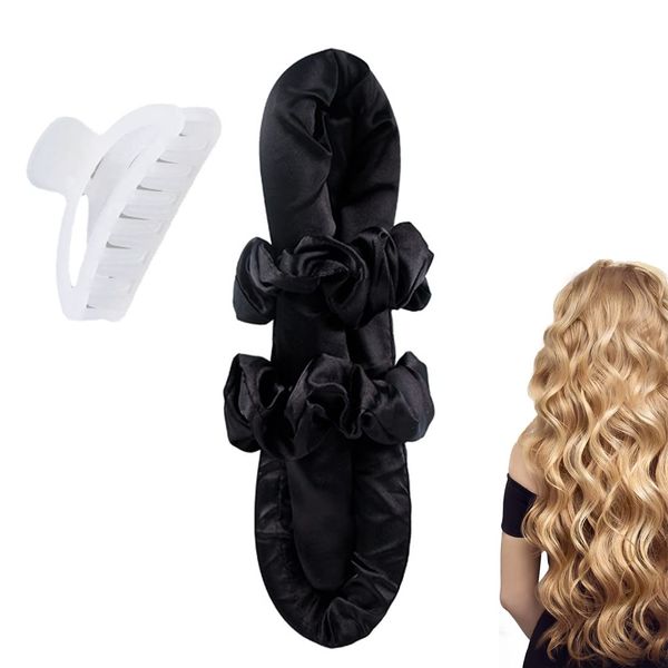 WeddHuis Lockenwickler Locken Ohne Hitze, Wave Formers über Nacht,DIY Haare Locken Ohne Hitze Frisurenset, für langes mittleres Haar(Schwarz)