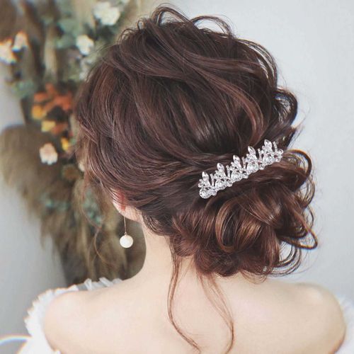 Inilbran Boho Crystal Hair Comb Silver Rhinestone Wedding Hair Comb Barrettes Vintage Crystal Cz Hair Comb Headpiece Sparkly Cz Wedding Headpieces Comb Decorative Headwear Bridal Hair Accessories