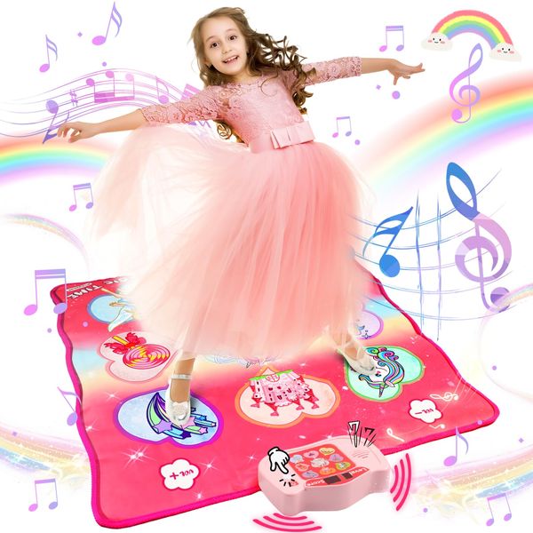 Dance Mat, Dance Mixer Rhythm Step Play Mat, Electronic Dance Mats Game Toy Gift for Kids Girls Boys, Dance Pad with LED Score Screen, Built-in Music, 5 Game Modes, Xmas Bday Gifts for 3-12 Years Old