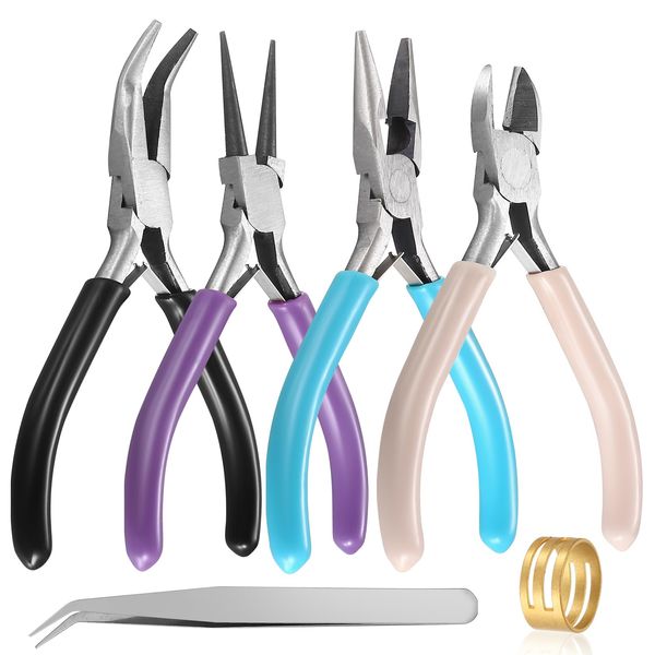 Jewelry Pliers Set Jewelry Making Tools Includes Needle Nose Pliers Round Nose Pliers Bent Nose Pliers Wire Cutter for Jewelry Making Repair Wire Wrapping Beading and Crafts (4 PCS)