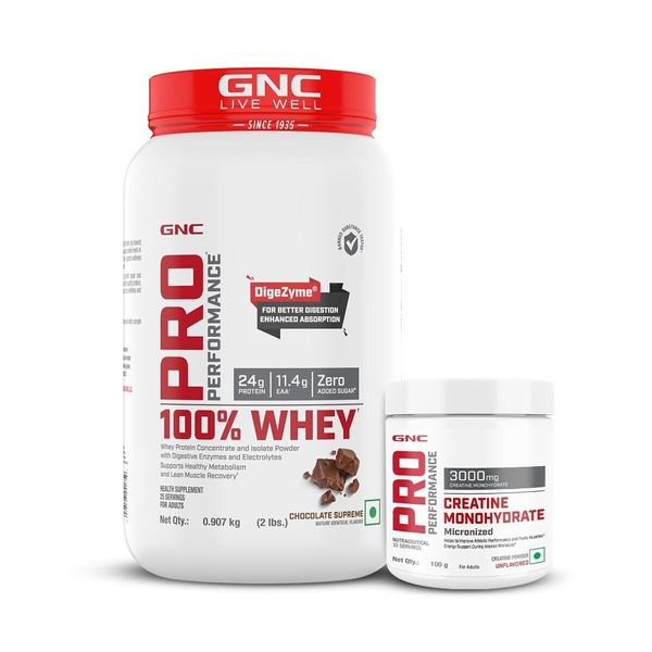 GNC Pro Performance 100% Whey (907 gm) + Creatine Monohydrate (100 gm) Combo