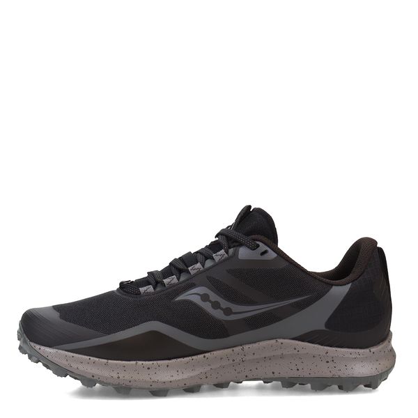 Saucony Men's Peregrine 12 Trail Running Shoe, Black/Charcoal, 10.5 Wide