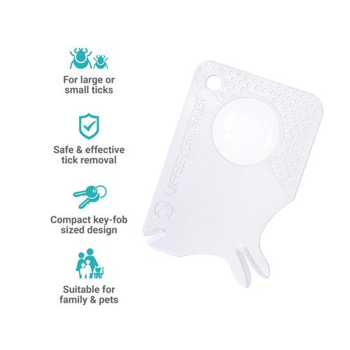 Lifesystems Key-Ring Tick Removal Card For Dogs Or Humans, With Magnifying Lens, White