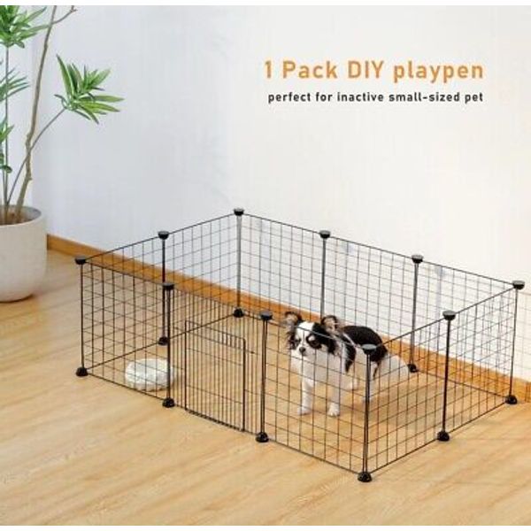 PAWZ Road Pet Playpen, DIY Small Animals Cage Portable Wire Fence with Black Res