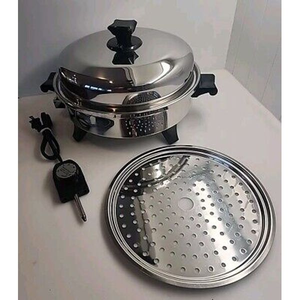 Health Craft 12" Electric Skillet Waterless Cooking K7273 Stainless Made In USA