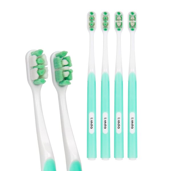 Lindo Ultrafine Toothbrush - for Sensitive Gums and Teeth, 12000+ Ultra Fine Bristles, Soft and Gentle, Deep Clean, Pack of 4