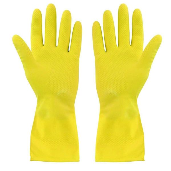 Elliott Household Cleaning Gloves, Latex Washing Up Gloves with extra long cuff and soft breathable lining, Long lasting quality in a Medium size, Yellow