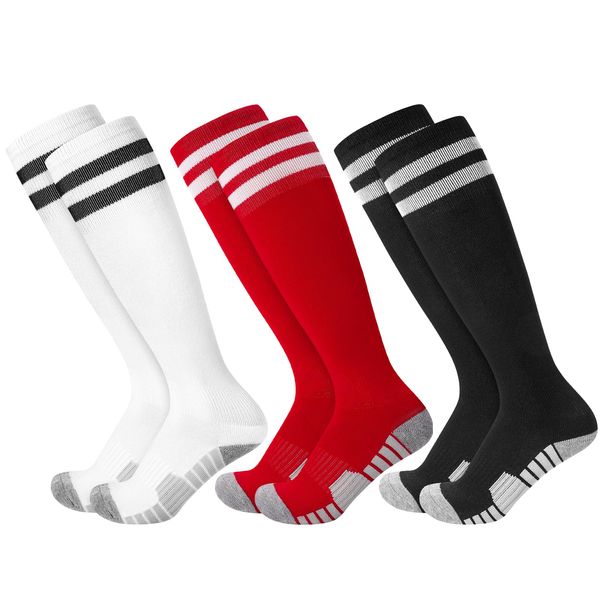 Yamitora 3 Paar Fußballsocken Kinder Fußballstutzen 33-37 Fußball Fussball Socken Trainingssocken Sportsocken für Jungen Mädchen von 5-12 Jahren Atmungsaktiv Rutschfeste Sockenstutzen Laufen