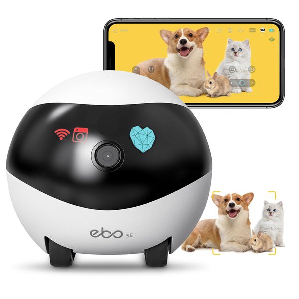 360°Dog Camera: Whole House Movable Camera, Pet Camera with 2 Way Audio, Motion Detection, Night Vision, Self-Charging, Cat Camera WiFi Wireless Security Camera, Remote APP Control Camera for Dog Cat