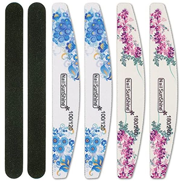 Economical Nail File Set of 6 3 Types, Double Sided Durable File Emery Board 3.0 oz, 4.2 oz (100 G, 120 G, 180 G, 240 G)