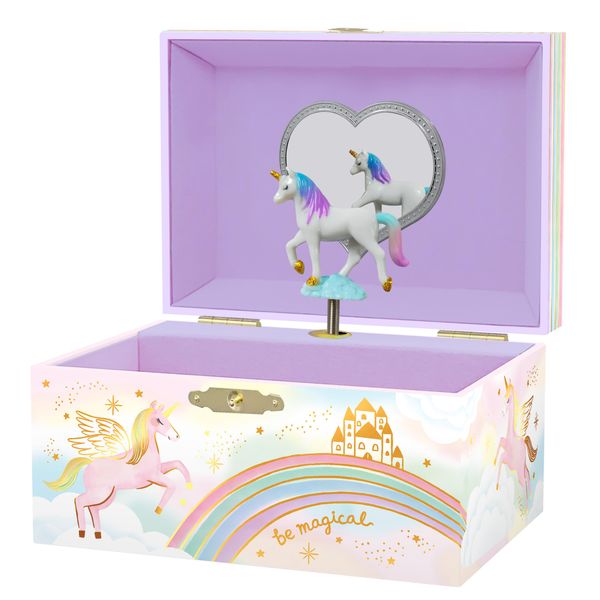 Giggle & Honey Musical Unicorn Jewelry Box for Girls - Kids Jewelry Box with Spinning Unicorn, Unicorn Gifts for Girls, Unicorn Toys - 6 x 4.7 x 3.5 in