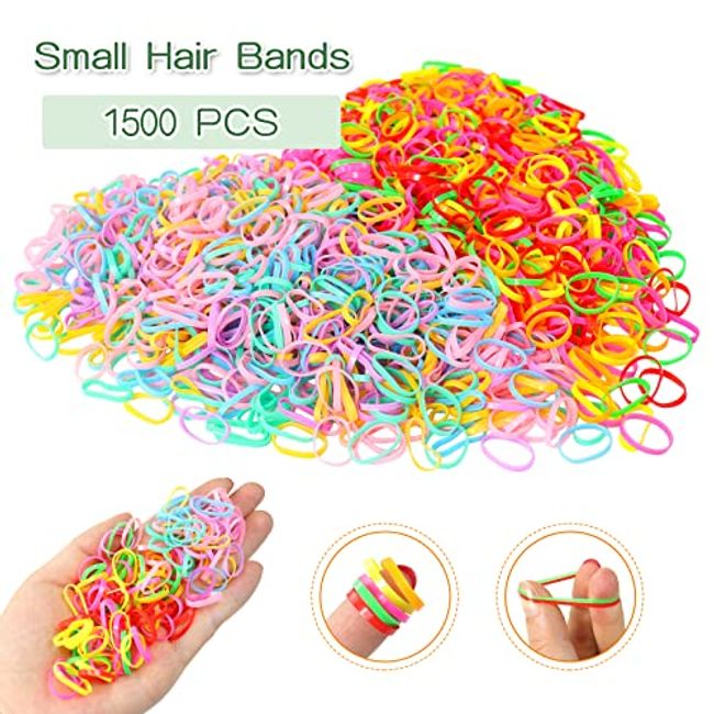 Mini Rubber Bands, Soft Elastic Bands, Premium Small Tiny Rubber Bands for  Kids Hair, Braids Hair, Wedding Hairstyle (1000 pcs, Multicolor)