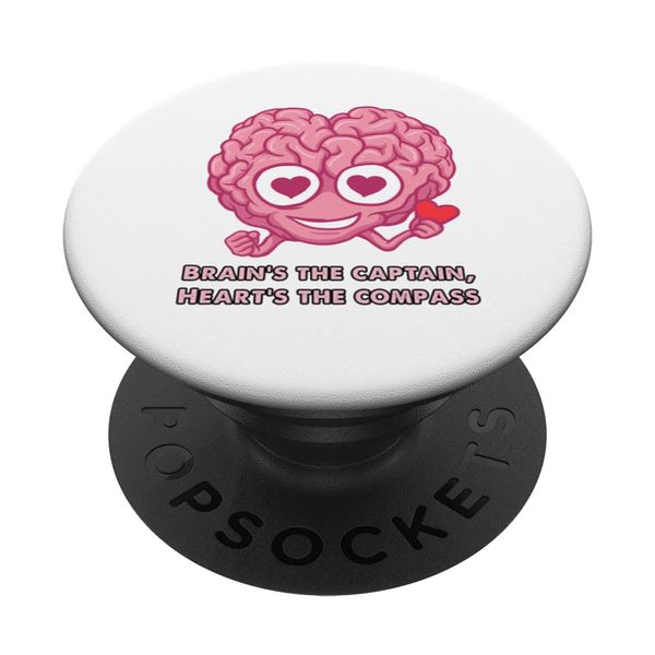 heart held by brain working together hand in hand PopSockets Swappable PopGrip