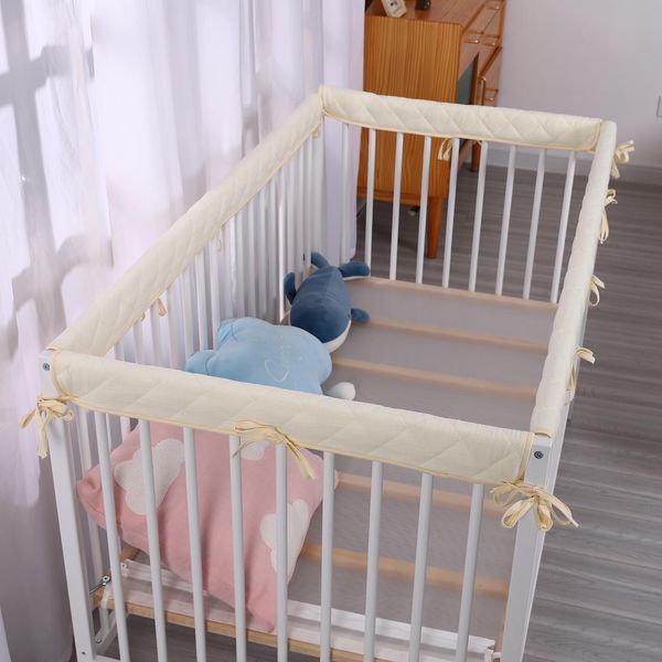 Angloria Cot Rail Covers for Teething, 4 Pieces Baby Bed Rail Edge Guard, Soft Cotton Crib Wrapped Protectors