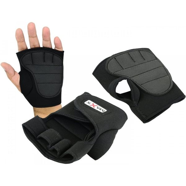 MAXX Pro Boxing Gear Black Neoprene Weight Lifting Gloves With Rubber Palm (Black, M)