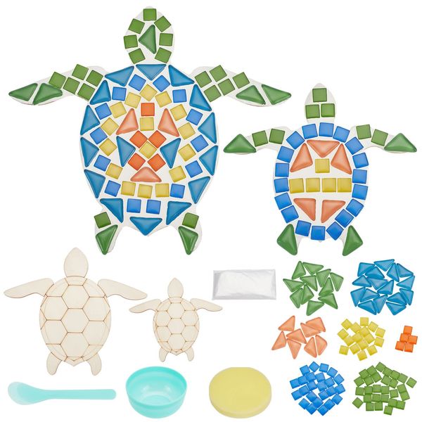 WEBEEDY 2 Set DIY Turtle Mosaic Kit Mosaic Sea Turtle Mosaic Wall Art Turtle DIY Craft Kit for Adults Patio Yard Pool and Garden Christmas Decor Crafts Gift for Fun Home Activities