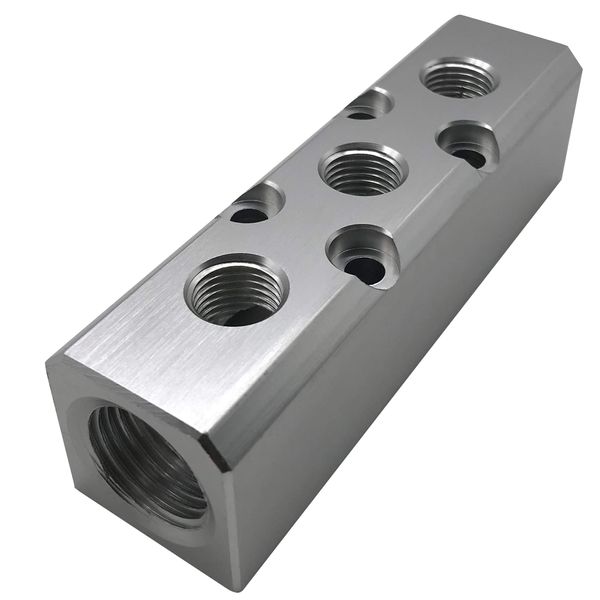 3 Way Pneumatic Manifold Air Distribution Block, G1/2 Supply Port, G1/4-Inch Output Port, Aluminum Alloy