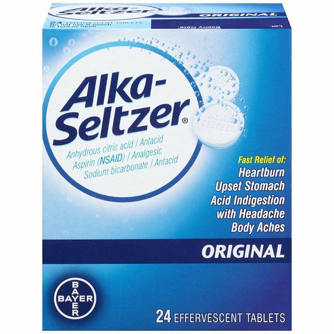 Alka-Seltzer Effervescent Tablets Original Formula Heartburn Relief 24 Ct 6 Pack