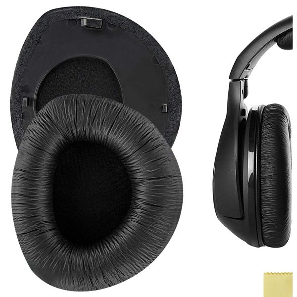 GEEKRIA QuickFit Leatherette Replacement Ear Pads (Black) for Sennheiser RS160, HDR160, RS170, HDR170, RS180, HDR180 Headphones