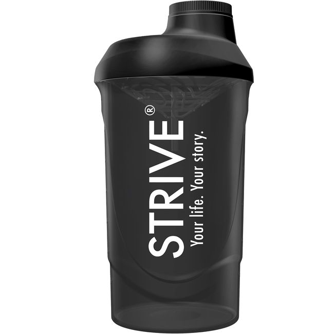 STRIVE Protein Shaker - BPA frei - Hergestellt in der EU - Premium Eiweiß Shaker mit Siebeinsatz für cremige klumpenfreie Shakes - auslaufsicher mit Skala 600ml - Farbe: Black Ice