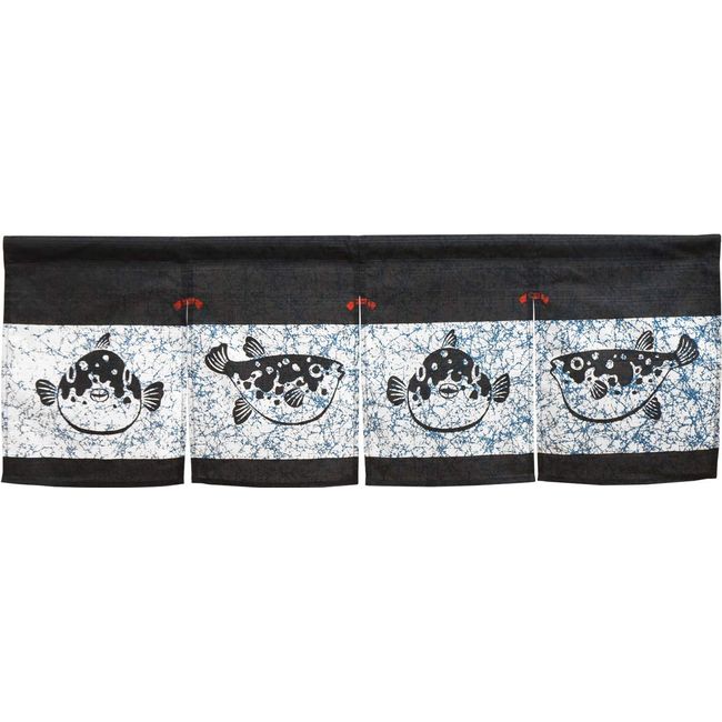 Noren Studio 3051 Noren Fugu Stylish Japanese Style Store Restaurant Width 33.5 x Length 11.8 inches (85 cm) x Length 11.8 inches (30 cm) Izakaya Noren Short Short 4 Split Locets Style Torafugu