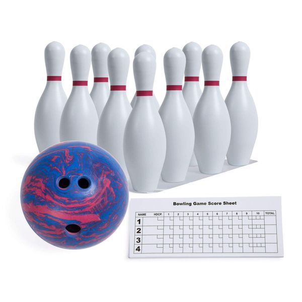 Champion Sports Bowling Set: Rubber Ball & Plastic Pins for Training & Kids Games, Model:BPSET