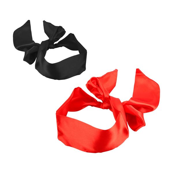 Rumyve 2pcs Silk Satin Eye Mask Silk Eye Mask Soft Blind Fold,Adults Play Home Travel Office Using Role Play(Black&Red)