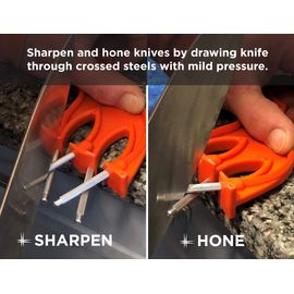 The Knife Sharpener Pro 331- Perfect for Sharpening & Honing any Blade,  Durable, Safe & Easy to Use- Orange, SHARPENS ALMOST ANY EDGE Hones and  sharpens even wavy &.., By Edgemaker 