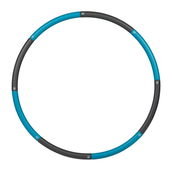 Relaxdays Hula Hoop Reifen, 90cm Ø, Fitnessreifen für Erwachsene, Abnehmen & Bauchtraining, zusammensteckbar, blau/grau