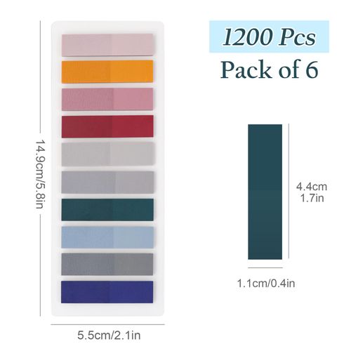 Qufiiry Pack of 1200 Sticky Notes, Small Sticky Notes, 6 Styles of Adhesive Strips, Self-Adhesive Markers, Tabs, Index Tabs, Page Markers, Marking Strips for Marking and Highlighting Pages, Writeable