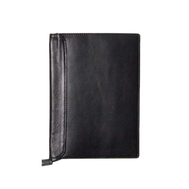 Notebook Cover, A4, Genuine Leather, Memo Cover, Notebook Cover, Leather, Cowhide (Black)