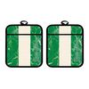 Bleu Reign Personalized Potholder Set Custom Name Nigeria Flag Marble Monogram Linen