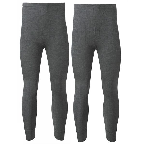 Pack of 2 Men's Thermal Trousers Long Johns Warm Underwear Baselayer, S M L XL XXL Thermals(XL,Charcoal)