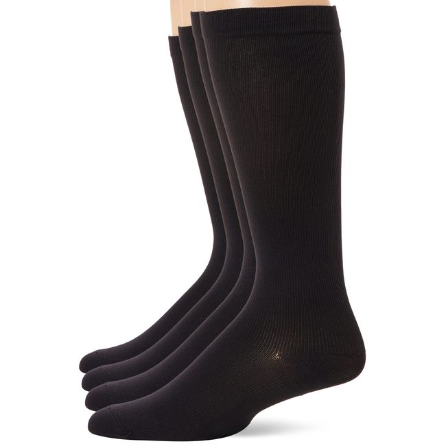 MediPeds mens 4 Pack Mild Compression Over the Calf athletic socks, Black, Shoe Size (M7-12, W10-13) US