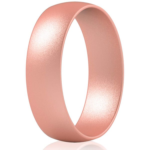 ThunderFit Silicone Wedding Rings for Men & Women - 6.3mm Wide - 1.65mm Thick (Rose Gold, 6.5-7 (17.75mm))