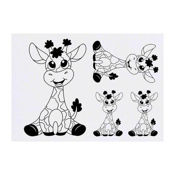 4 x 'Cute Baby Giraffe' Temporary Tattoos (TO00075396)